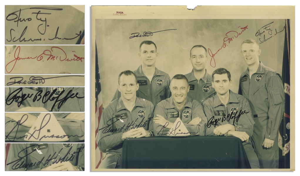 Apollo 1 Signed Photo With All Six Signatures From Primary and First Backup Crew -- With Steve Zarelli COA for All Signatures